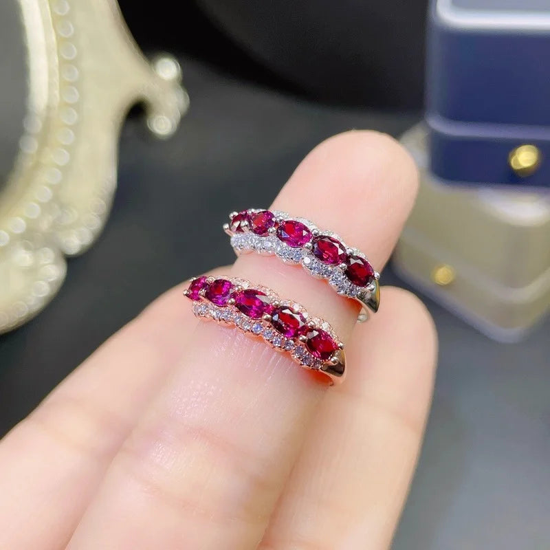 Engagement Natural Garnet Ring Wedding Rings Women Rings Sterling 925 Silver Rings Fine Jewelry