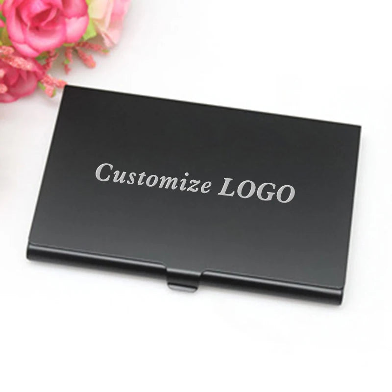 Free Engrave Business Card Case Customize LOGO Metal Box Stainless Steel Aluminum Holder Cover Men Wallet Clip Advertising Gift