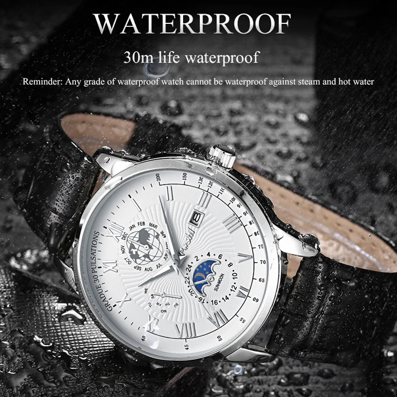 Swiss Brand  Men Watch Fashion Top Luxury Sport Men'S Wristwatch Waterproof Luminous Leather Date Quartz Watches Man Clock