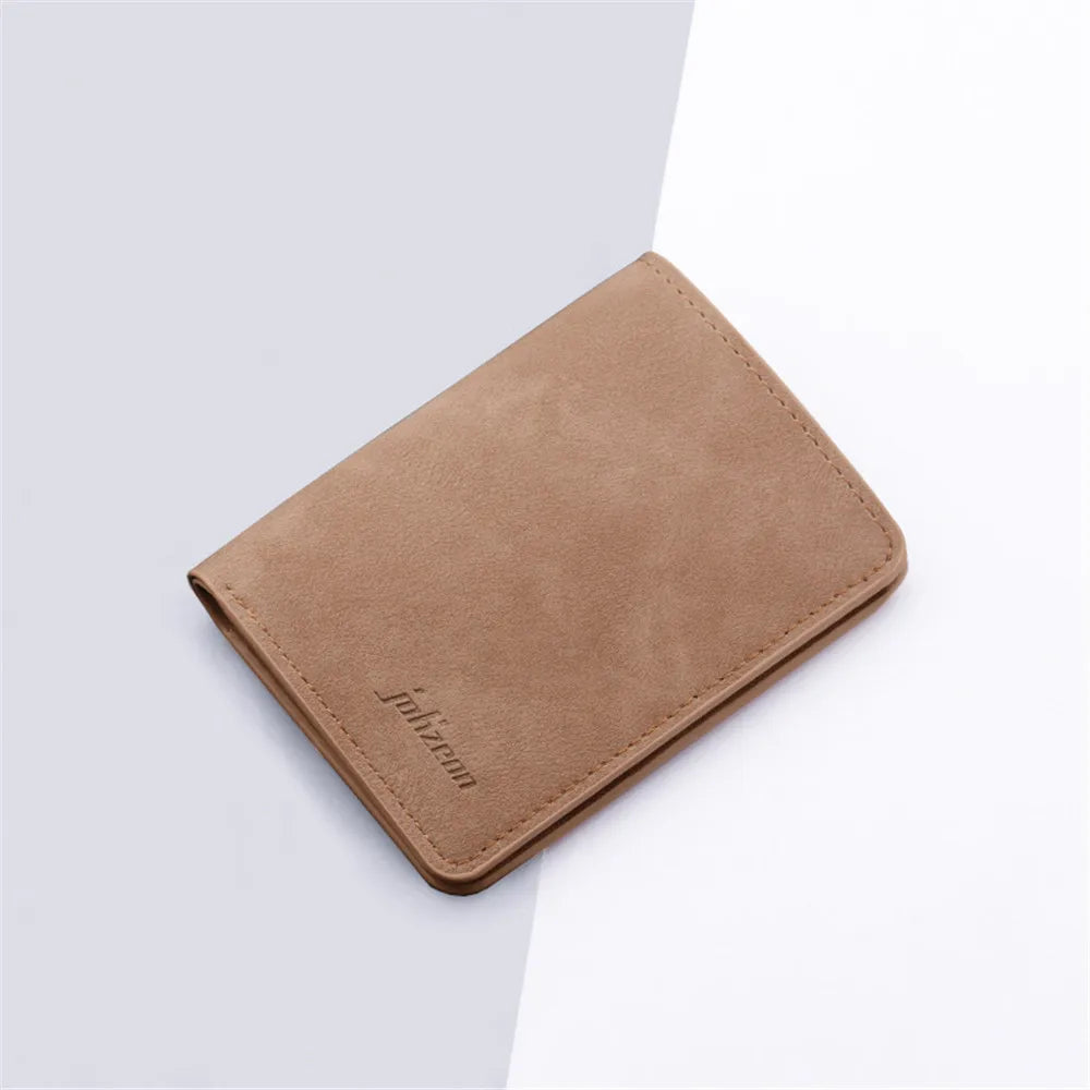 PU Leather Purse Frosted Card Holder Retro Embossed Folding Wallet Thin Men Soft Coin Pouch Bag for Women 2022 Trend 8*11Cm Mini