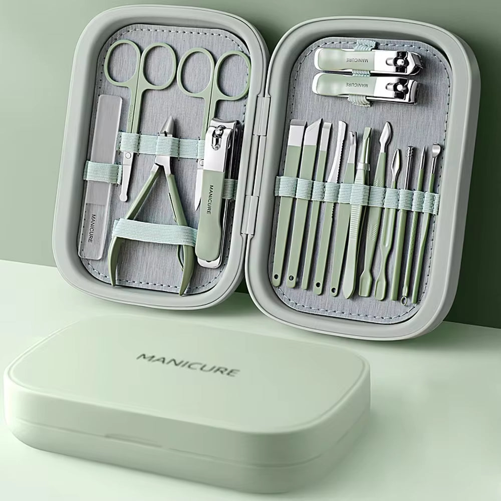 High Quality 18 in 1 Professional Stainless Steel Nail Clipper Travel Grooming Kit Manicure & Pedicure Set Personal Care Tools