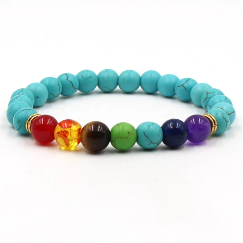 8MM Natural Stone Beaded Chain Bracelets for Women Men Couple Lava Rock Healing Balance Beads Reiki Buddha Chakra Bangle Jewelry