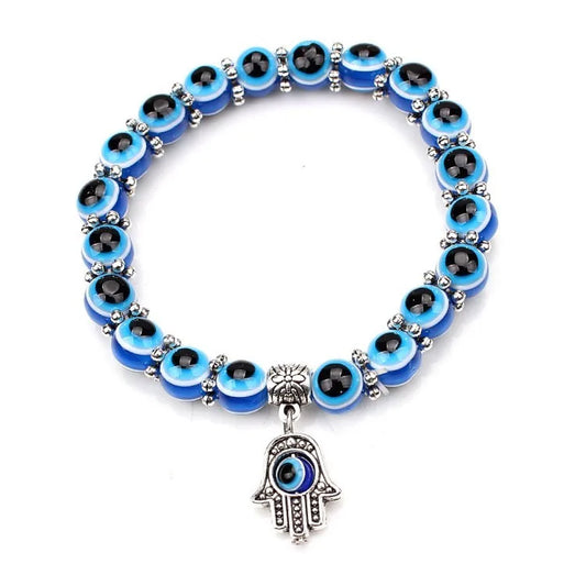 Fatima Hamsa Hand Bracelet Blue Evil Eye Charms Bracelets & Bangles Beads Turkish Pulseras for Women Men Jewelry