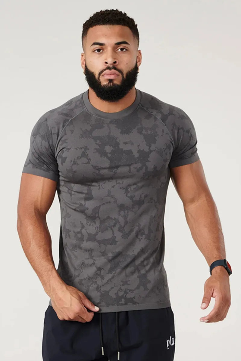 Men'S Compression T-Shirt Fitness Camouflage Sport T-Shirt Tight Men Elastic Short Sleeve Shirt Training T-Shirt Running Tops