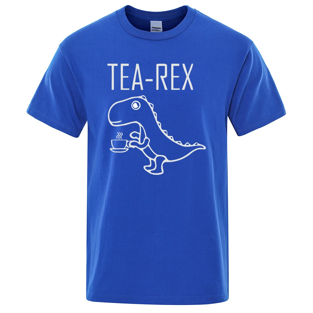 Men Women T-Shirts Tea Rex Funny Dinosaur Drink Coffee T Shirts Fashion Casual Tshirt High Quality Streetwear Tops Tee Shirt