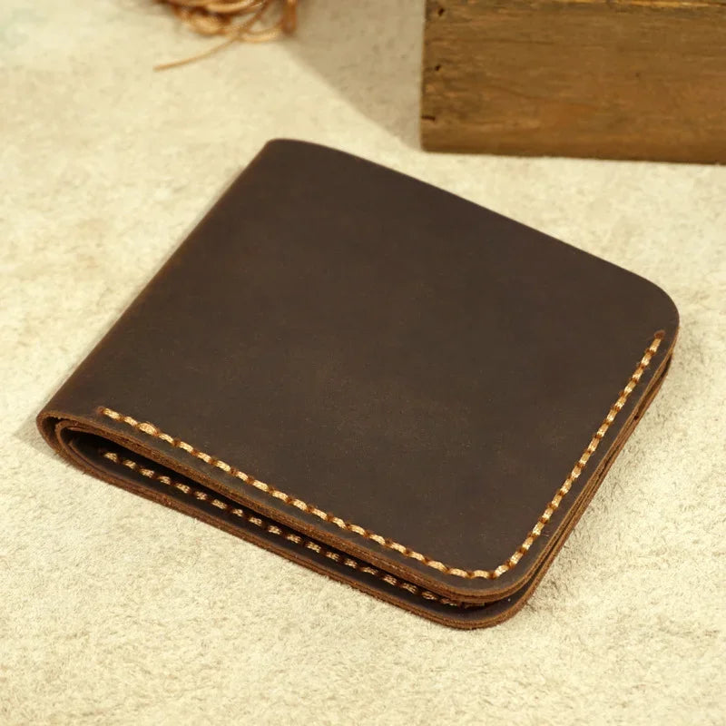 Fashion Genuine Leather Men'S Wallet Retro Handmade Wallet for Men Durable Real Leather Purse for Men Coin Purse Wallet