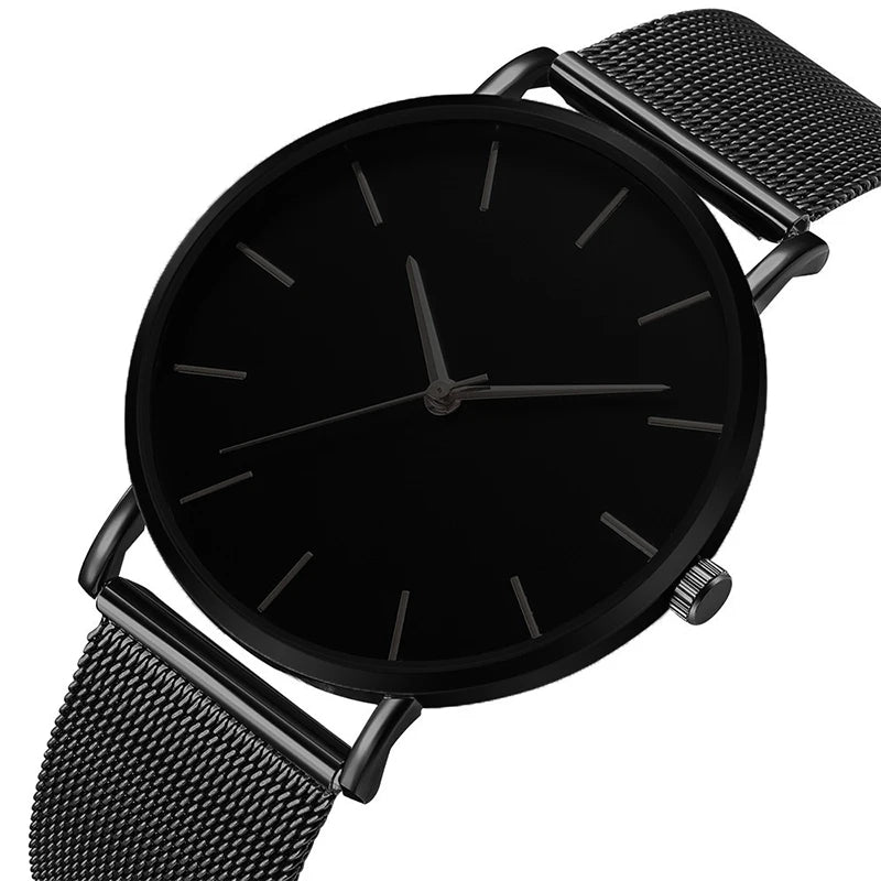 Minimalist Men Fashion Ultra Thin Watches Simple Men Business Stainless Steel Mesh Belt Quartz Watch Leisure Men Watch