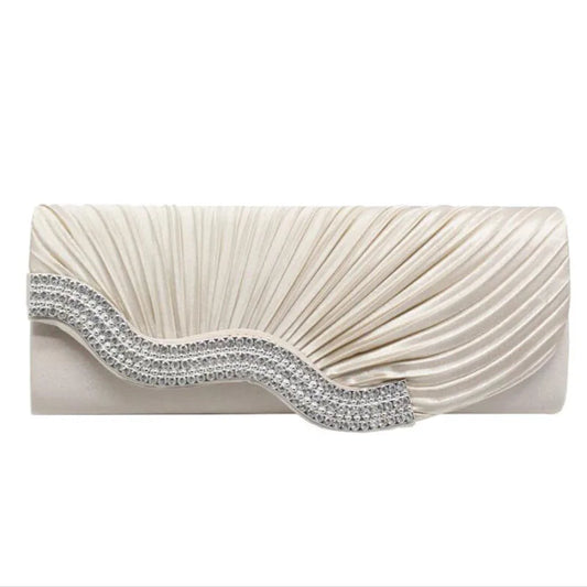 Diamond-Studded Women'S Clutch Bag Pleated Women'S Bag Evening Bag Evening Dress Bag Wedding Party Handbags Bags Shoulder Bag