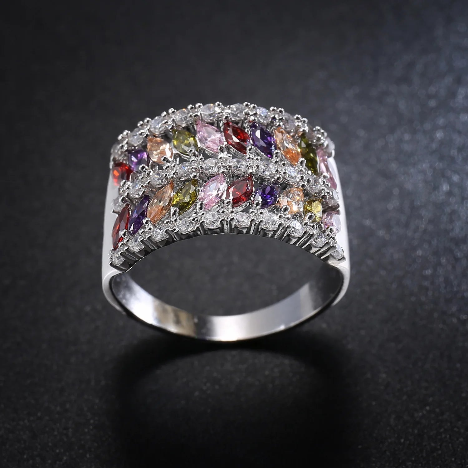 New 925 Sterling Silver Ring for Women Wide Feather Rhinestone Engagement Simple Bohemian Jewelry Vintage Luxury Ladies Female