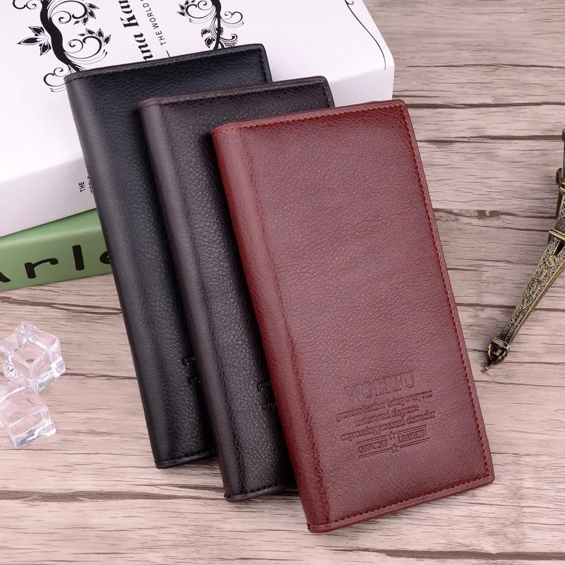 Business Long Men Wallet Vertical Leather Purse Male Clutch Wallets Men Women Money Card Holder Pocket Multifunction Top Quality