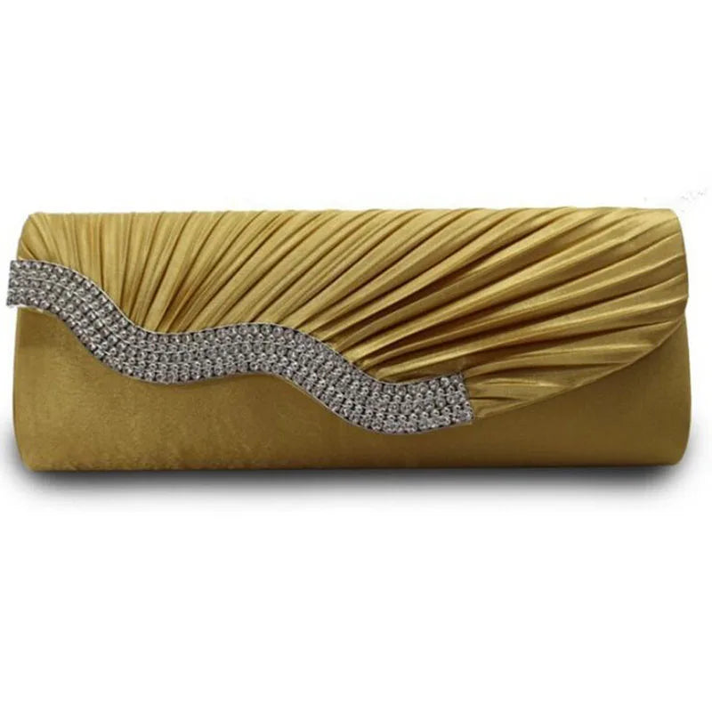 Diamond-Studded Women'S Clutch Bag Pleated Women'S Bag Evening Bag Evening Dress Bag Wedding Party Handbags Bags Shoulder Bag