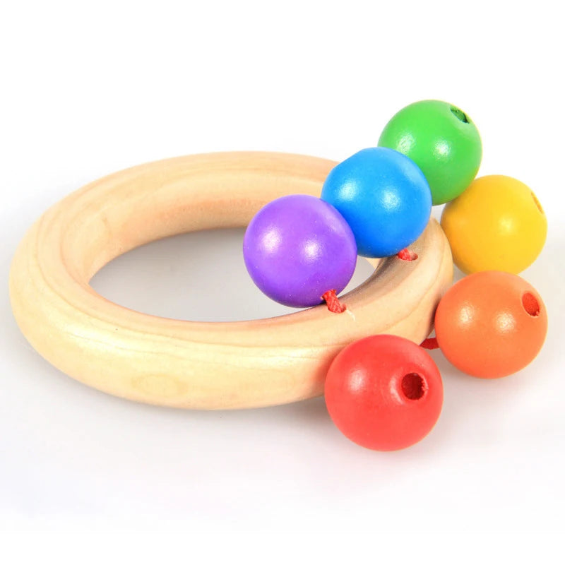 Montessori Wooden Rattles for Baby Crib Toys Baby Rattle Educational Musical Wooden Toys Children Games Baby Toys 0 12 Months