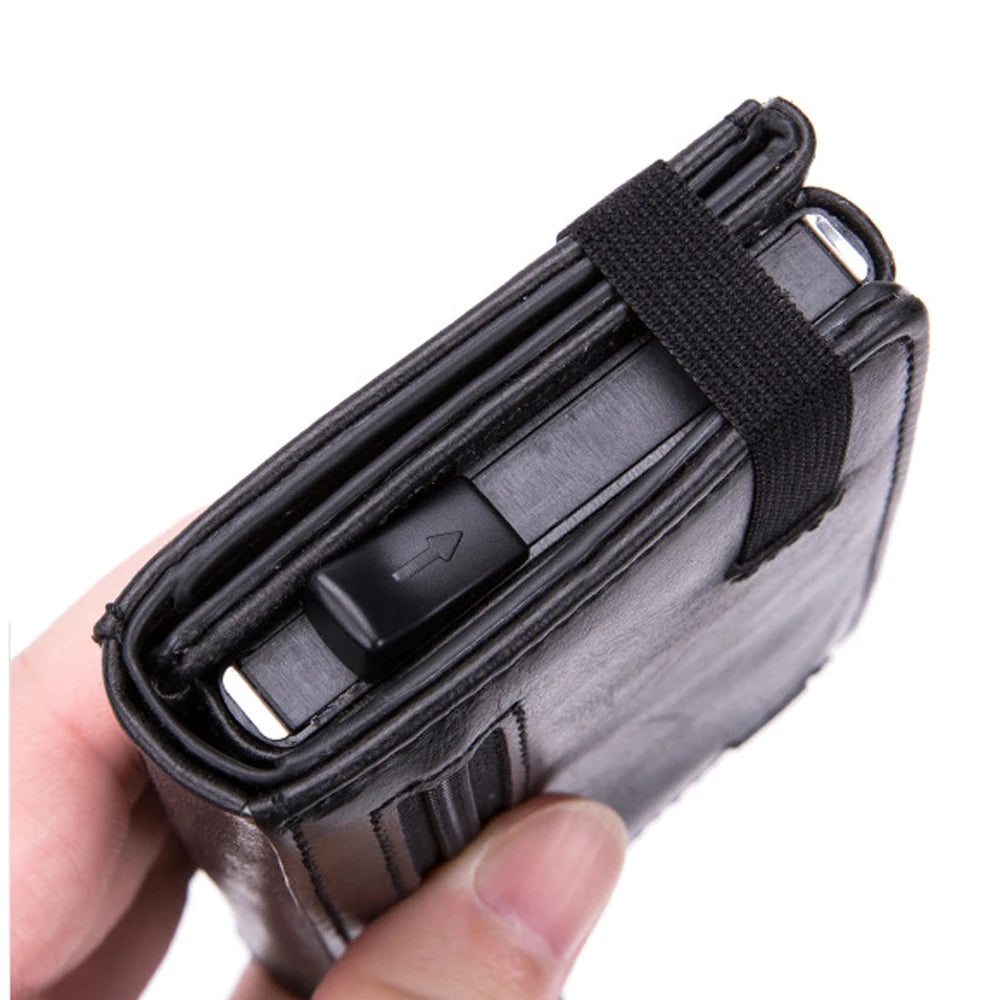 Rfid Men Wallets Classic Card Holder Walet Male Purse Money Wallet Zipper Big Brand Luxury Black Leather Men Wallet