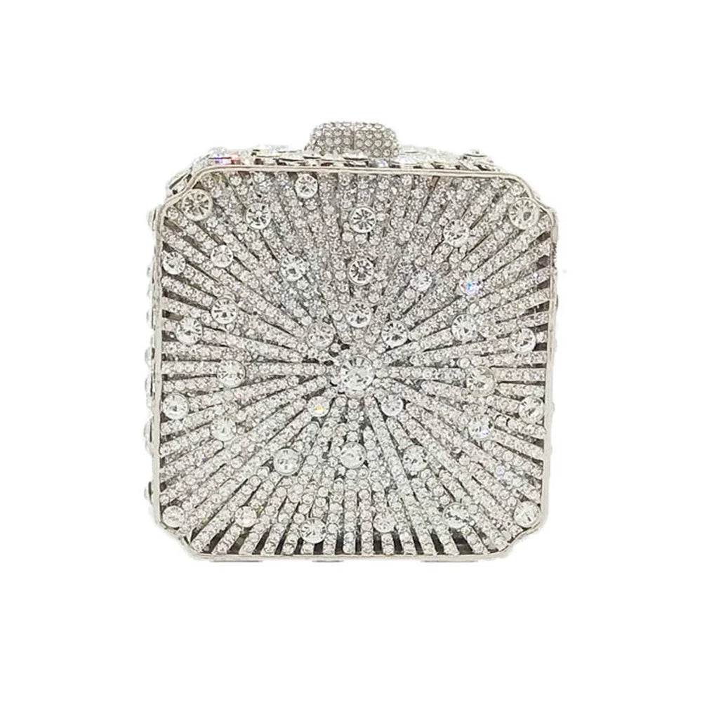 Dazzling Crystal Women Evening Bag Metal Box Clutch Wedding Bridal Diamond Minaudiere Mini Handbags Ladies Party Purses