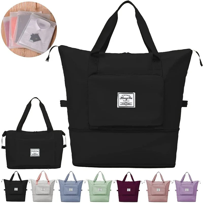 Large Capacity Folding Travel Bag Portable Foldable Travel Lightweight Waterproof Multifunctional Oxford Fabric Bag Tote Handbag