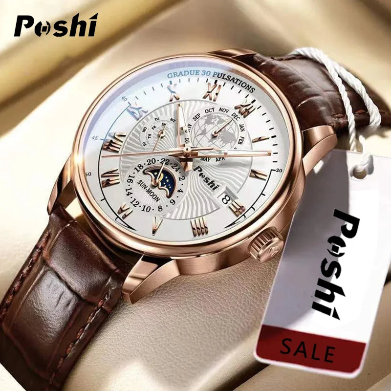 Swiss Brand  Men Watch Fashion Top Luxury Sport Men'S Wristwatch Waterproof Luminous Leather Date Quartz Watches Man Clock