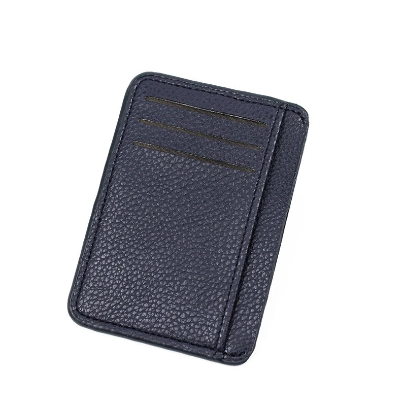 Ultra Thin Zipper Wallet Men'S Small Wallet Business PU Leather Wallets Band Solid Color Card Coin Purse Credit Bank Holder