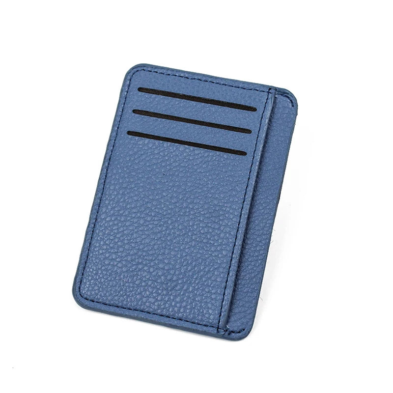 Ultra Thin Zipper Wallet Men'S Small Wallet Business PU Leather Wallets Band Solid Color Card Coin Purse Credit Bank Holder