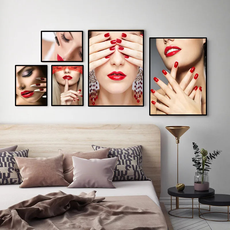 Beauty Nail Shop Art Poster Photo Wall Decoration Beauty Eeyelash Makeup Print Poster Canvas Painting HD2593