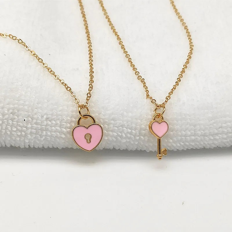 2 Pcs/Set Couple Necklace for Women and Men Silver Color Heart Pendant Paired Necklace Fashion Necklace Gifts for Women