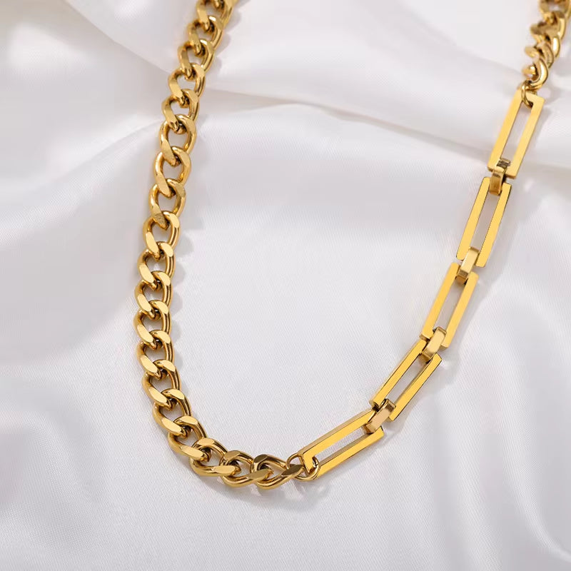 Double Layer Zircon Thick Clavicle Chain Necklace Stainless Steel Necklaces for Women Punk Hip-Hop Streetwear Jewelry Gift