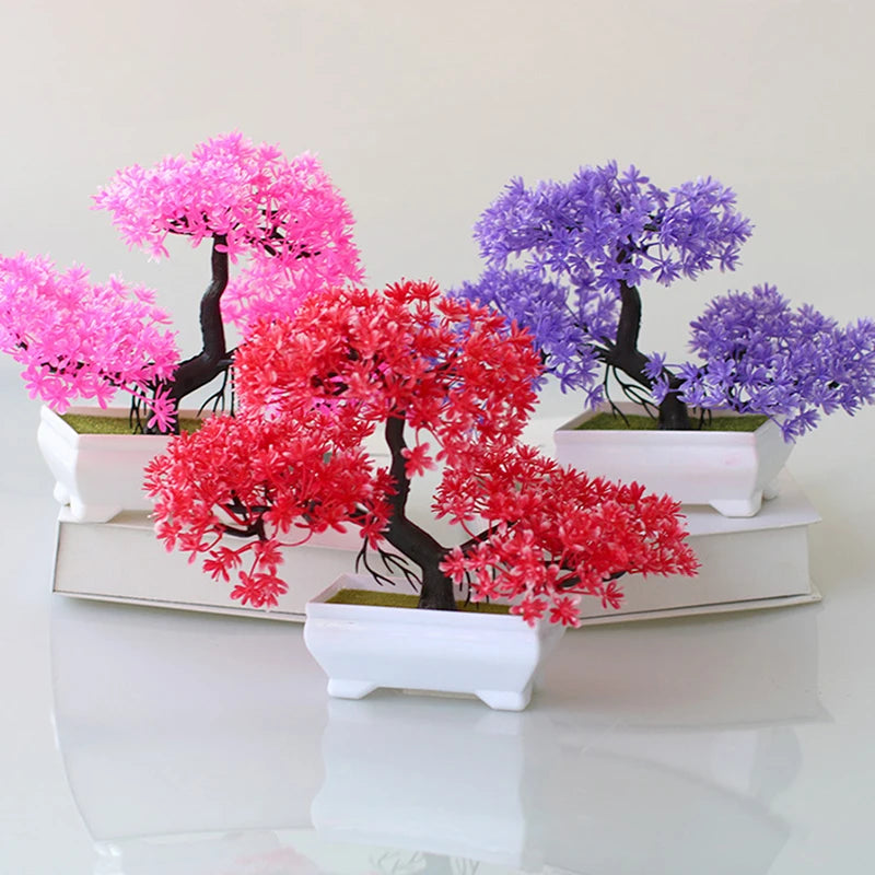 Simulated Plant Tree Bonsai Artificial Plastic Plants Flowers Potted Indoor Hotel Table Decoration Garden Arrangement Ornaments