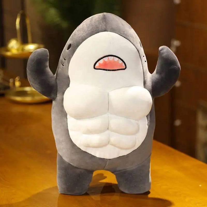 40CM Muscle Shark Plush Doll Cute Worked Out Shark Stuffed Cartoon Toys Strong Animal Pillow for Girl Boyfriend Gifts