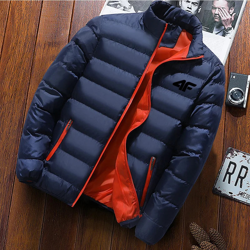 2022 Men'S Casual Jacket Men'S Waterproof Windbreaker Jacket Winter Warm Autumn Zip-Up Men'S Coat Solid Color Large Size