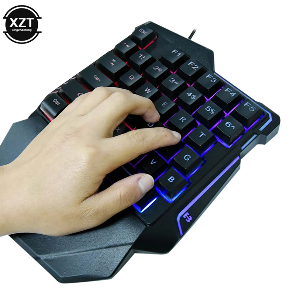 USB One-Handed Keyboard Gaming Mechanical Keyboard Portable 35 Keys Mini Wired Keyboard Ergonomic Gaming Keyboard