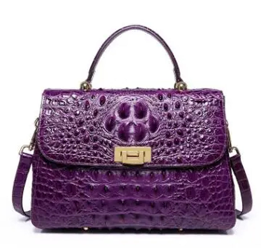 Real Cowhide Leather Handbags Crocodile Pattern Fashion Genuine Leather Women Bag Luxury Handbags Women Bags Designer Women Bag