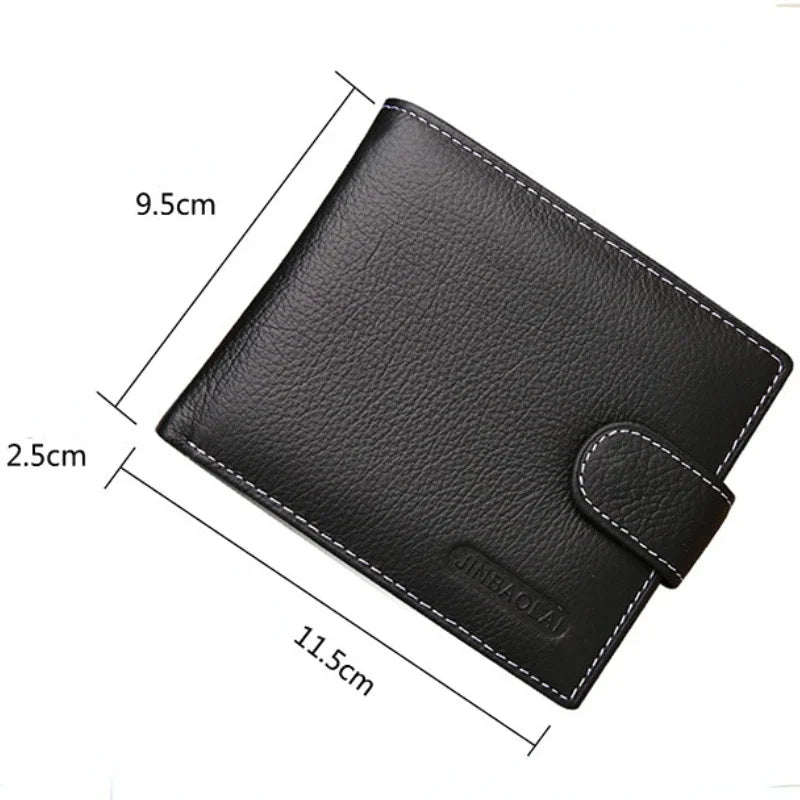 100% Genuine Leather Men Wallet Premium Product Real Cowhide Wallets for Man Short Black Credit Card Cash Receipt Holder Purse