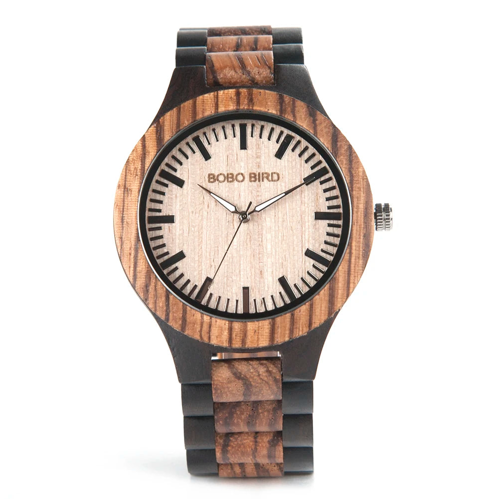 Relogio Masculino  Wood Men Watch Zabra Wooden Timepieces Quartz Watches for Men Watch Custom Gift Drop Shipping