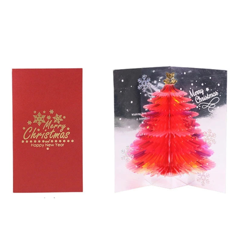 3D for Pop up Christmas Greeting Cards Tree Handmade Holiday Card with Envelope for Xmas New Year Thanksgiving Day Gifts C6UE