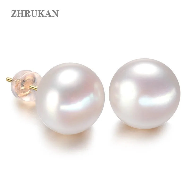 Hot 925 Sterling Silver Classic Earrings AAAA Genuine Natural Freshwater Pearl Stud Earrings for Women Fashion Gift