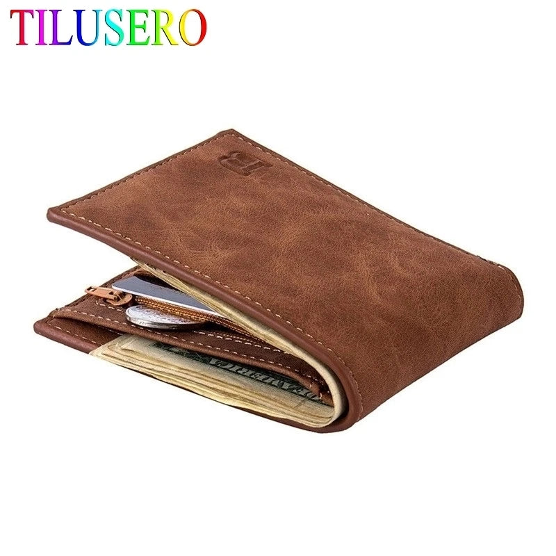 2024 New Fashion PU Leather Men'S Wallet with Coin Bag Zipper Small Money Purses Dollar Slim Purse New Design Money Wallet