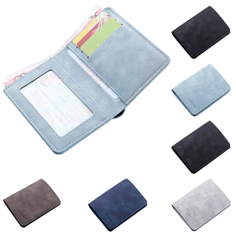 PU Leather Purse Frosted Card Holder Retro Embossed Folding Wallet Thin Men Soft Coin Pouch Bag for Women 2022 Trend 8*11Cm Mini