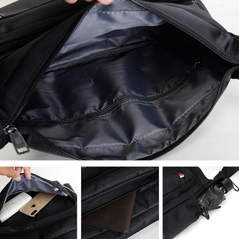 Vintage Men'S Messenger Bags Waterproof Oxford Shoulder Bag Fashion Man Crossbody Business Bag Large Capacity Travel Handbags