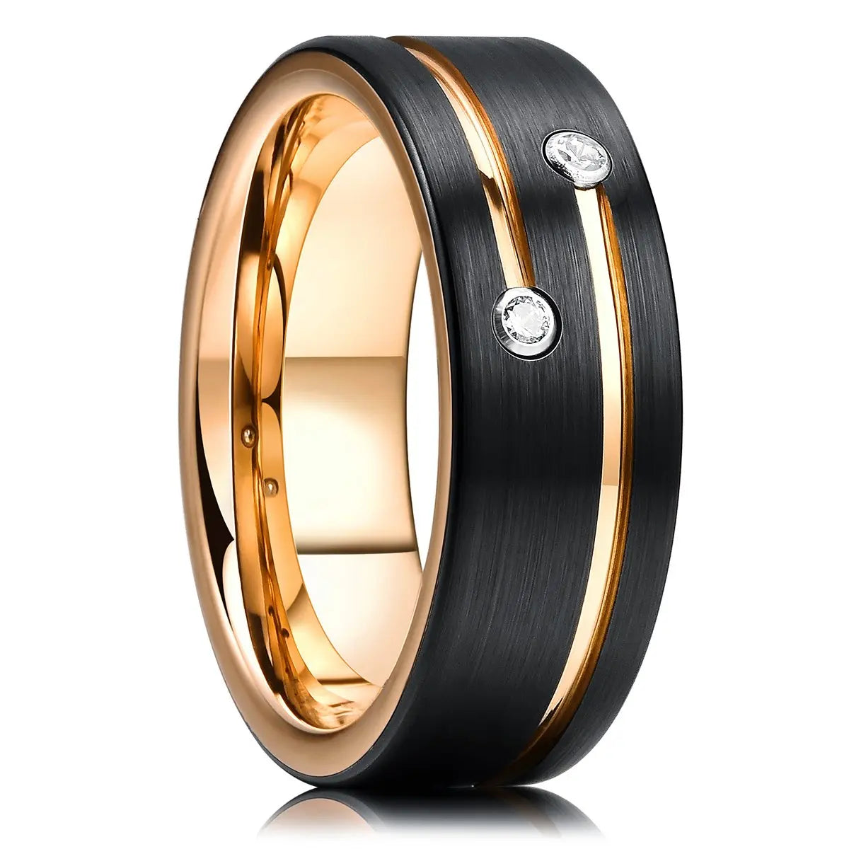 2021 Classic 8Mm Men'S Red Groove Beveled Edge Black Tungsten Men Wedding Rings Black Brushed Male Bridal Engagement Ring