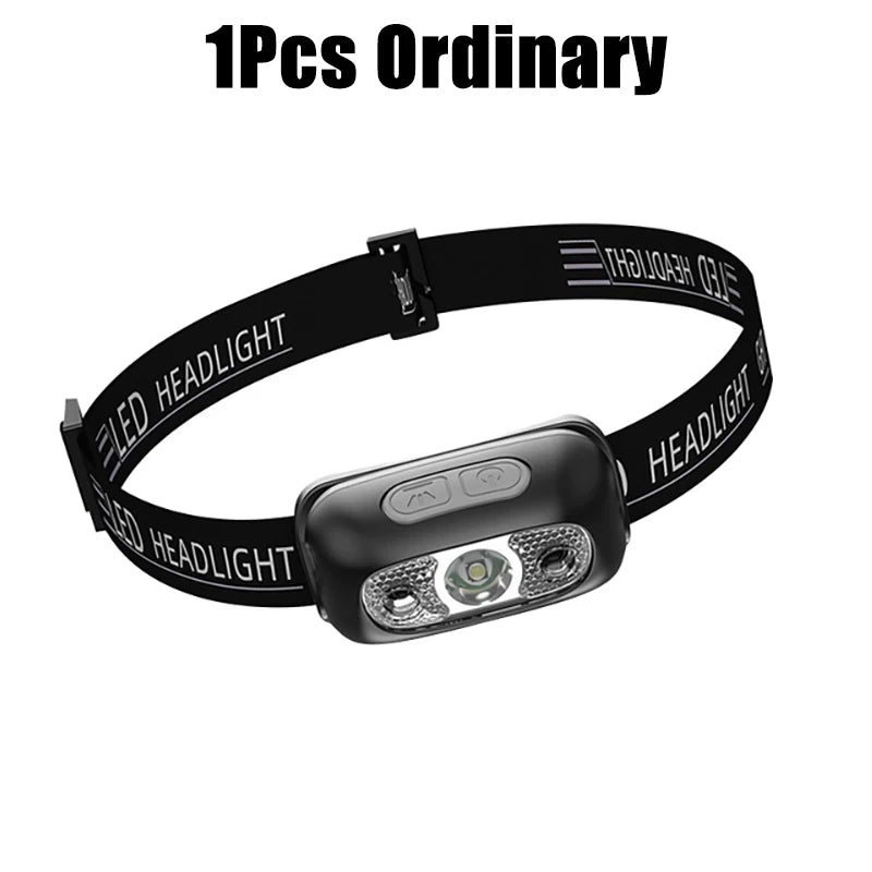 Head Flashlight Headlight Led Head Lamp Rechargeable Led Headlamp Work Light Camping Searchlight Torch with Built-In Battery