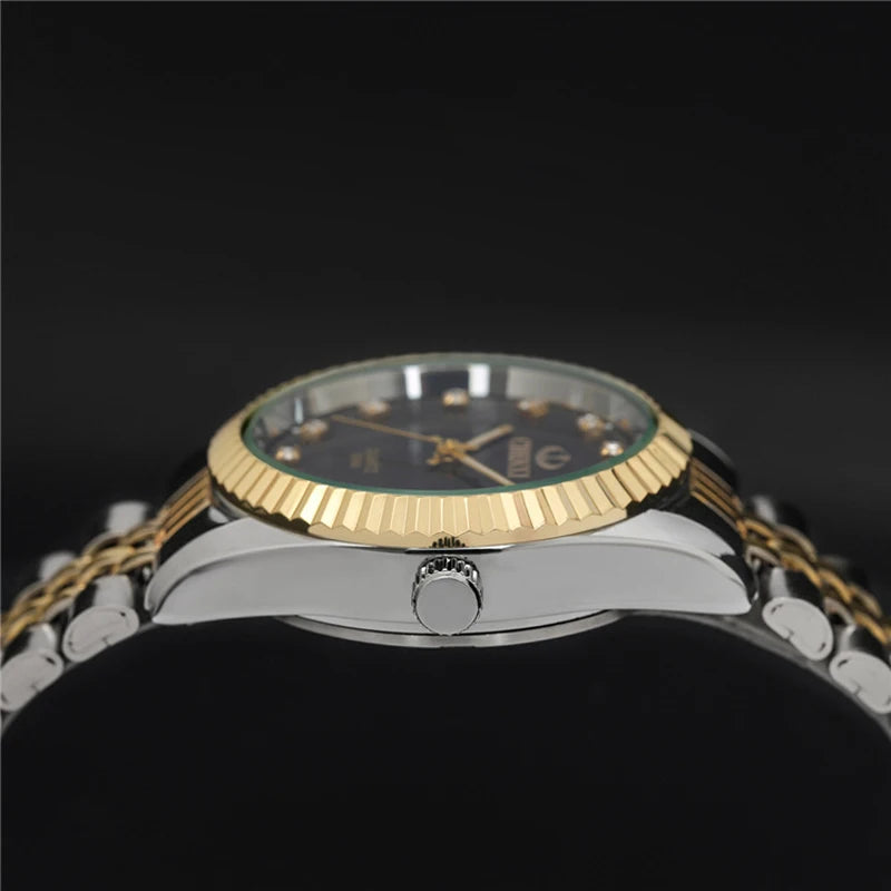 Luxury Brand Golden New Clock Fashion Men Watch Stainless Steel Watperoof Quartz Watches Male Golden Wristwatch Wholesale