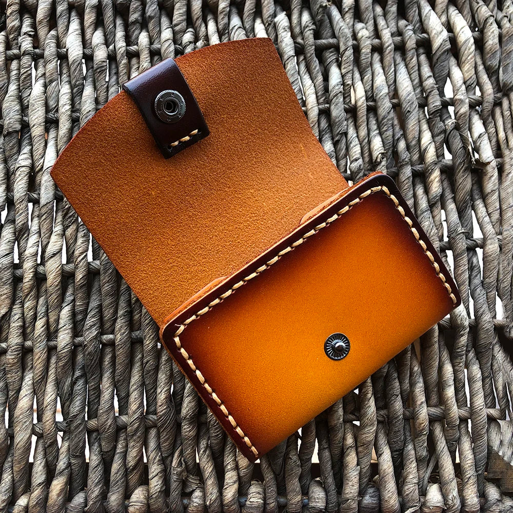 Retro Handmade Leather Wallet Men with Card Holder and Coins Pocket Genuine Leather Men Wallet Clutch Bag