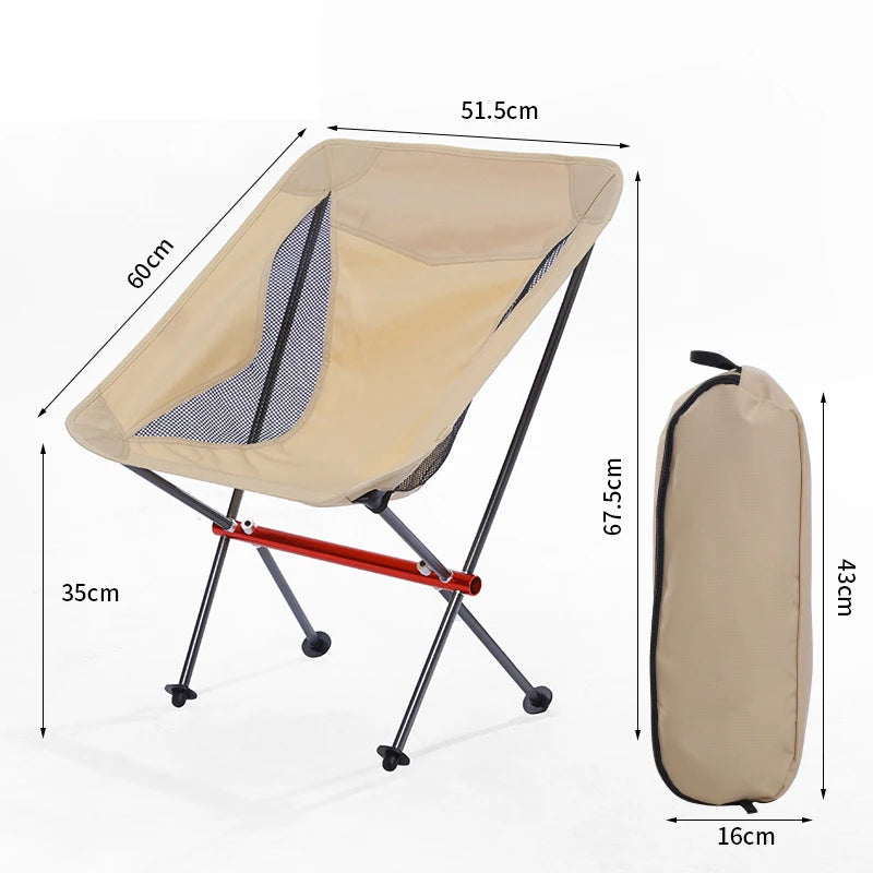 Portable Ultralight Foldable Outdoor Camping Chair Collapsible Picnic Backrest Seat Folding Aluminum Alloy Stool