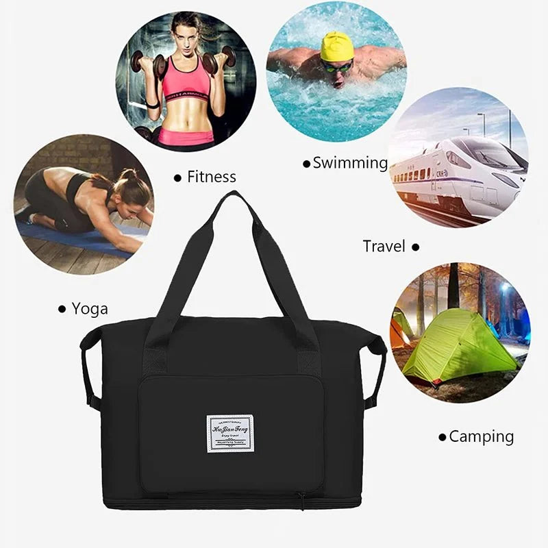 Large Capacity Folding Travel Bag Portable Foldable Travel Lightweight Waterproof Multifunctional Oxford Fabric Bag Tote Handbag