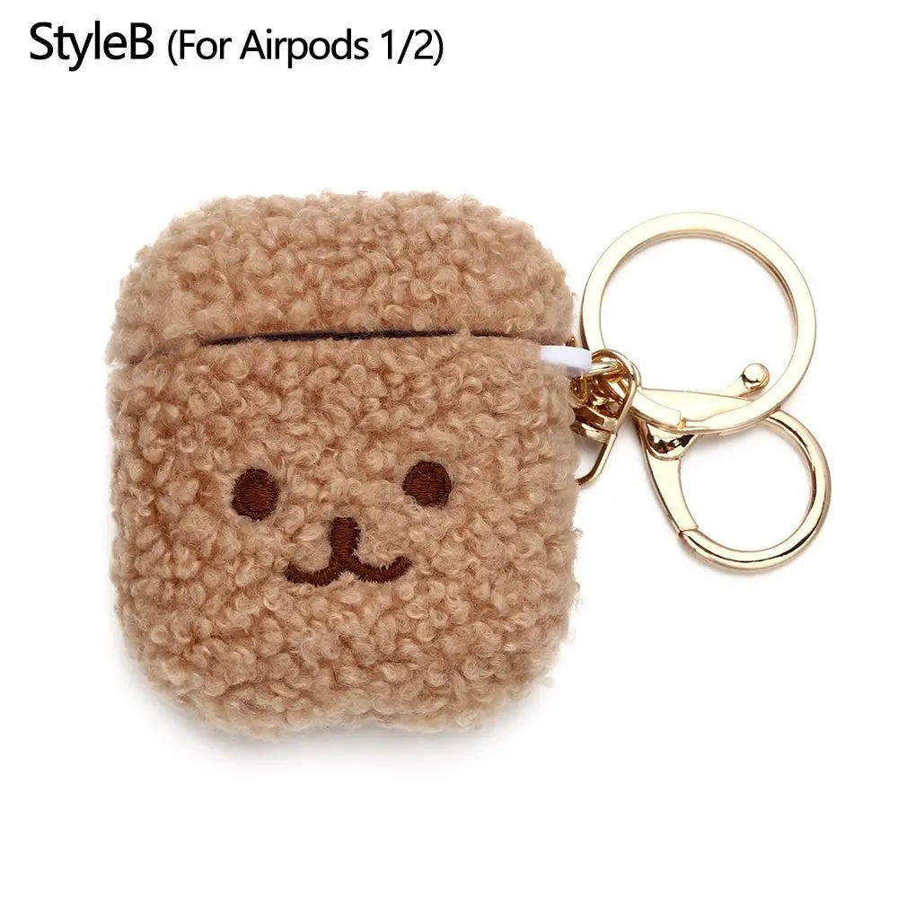 Cute Fluffy Bear Earphone Case Headphone Box Headphones Fur Case Earphone Cover for Apple Airpods 1 2 Pro|Airpods Charging Box