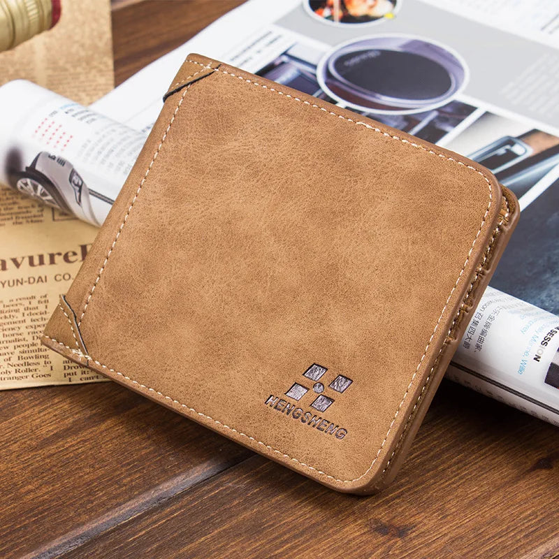 Men Wallet Leather Business Foldable Wallet Luxury Billfold Slim Hipster Cowhide Credit Card/Id Holders Inserts Coin Purses