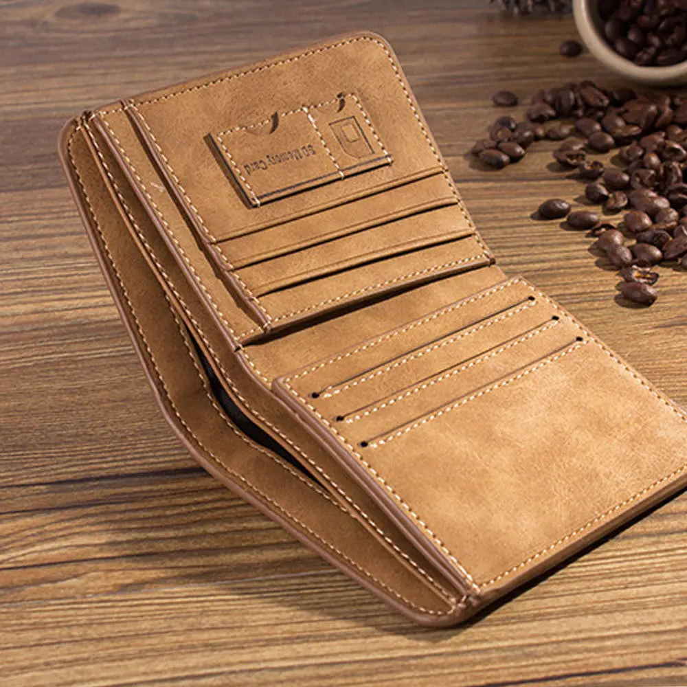 Men Wallet Leather Business Foldable Wallet Luxury Billfold Slim Hipster Cowhide Credit Card/Id Holders Inserts Coin Purses