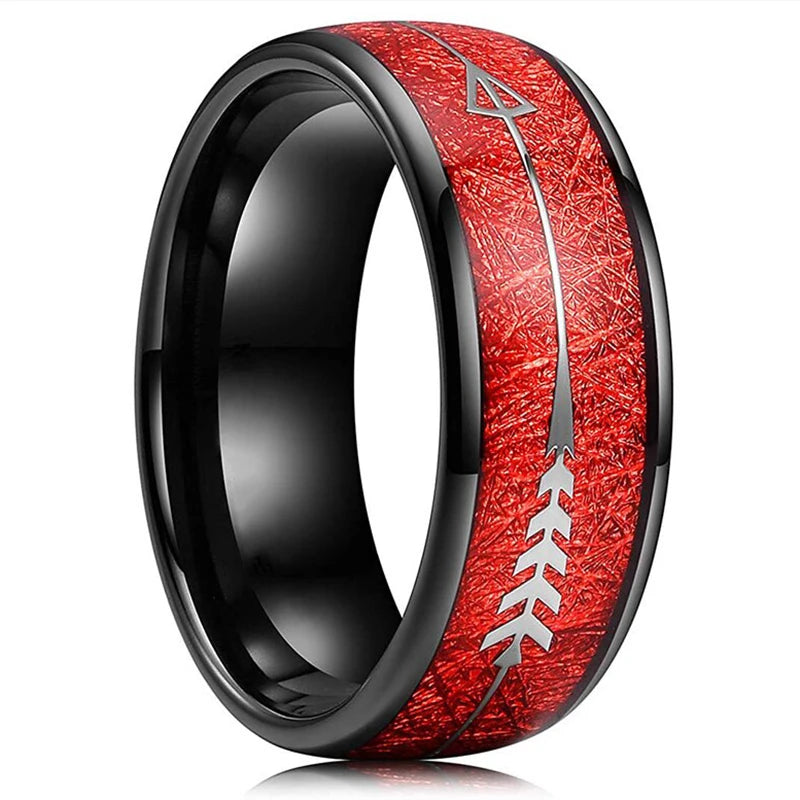 2021 Classic 8Mm Men'S Red Groove Beveled Edge Black Tungsten Men Wedding Rings Black Brushed Male Bridal Engagement Ring