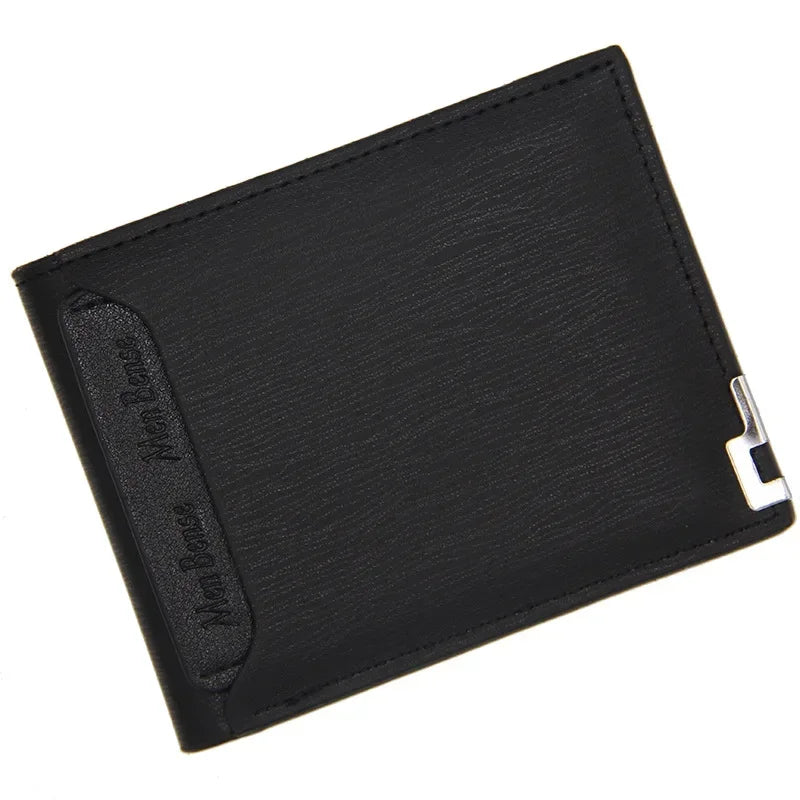 New Men'S Short Wallet Multifunction Fashion Iron Credit Card Holders Pu Money Bag Vintage Men Leather Wallet Slim Male Purses