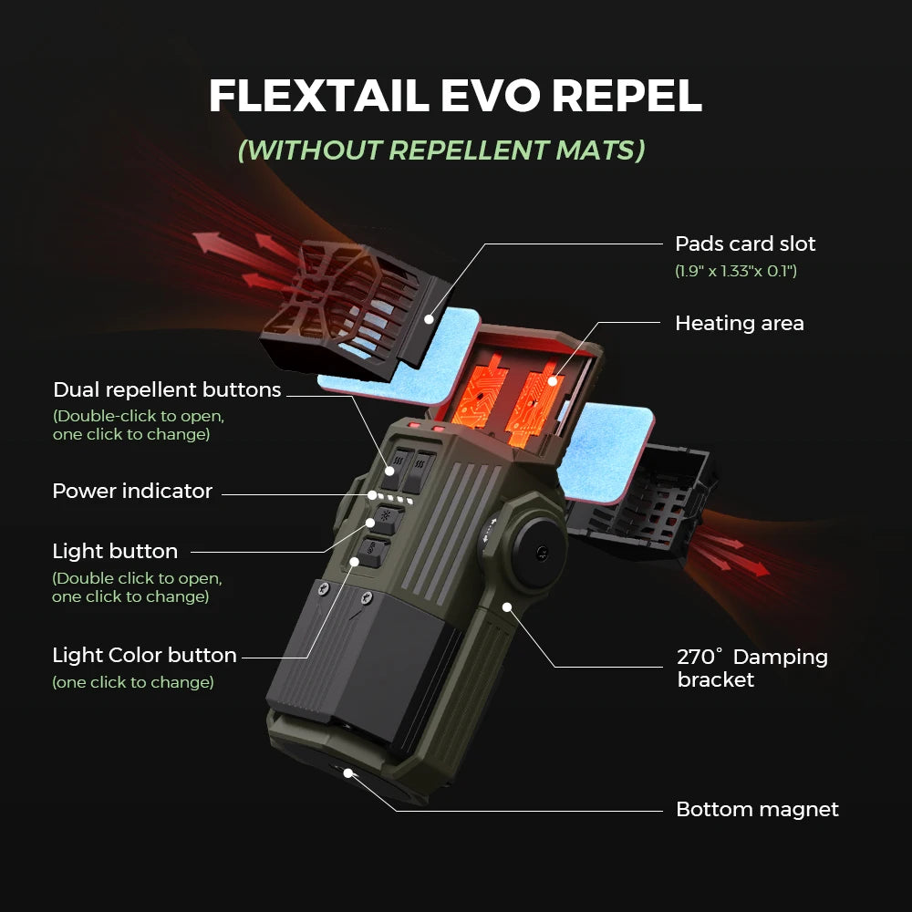 EVO Repeller Mosquito Repeller Rechargeable with 3000LM Camping Lantern for Outdoor Patios Camping (Mats Not Include)