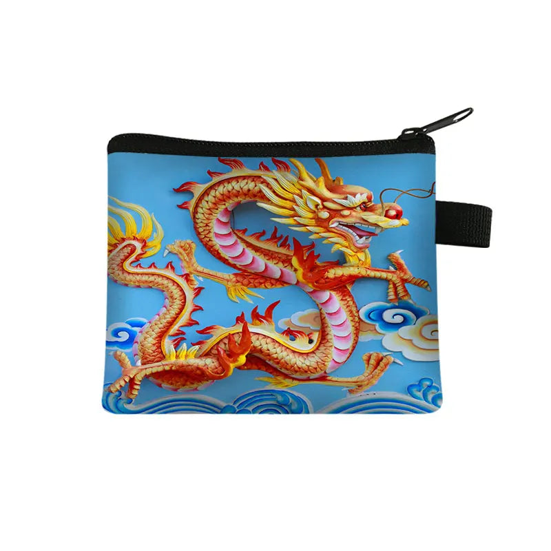 Gothic Asian Dragon Coin Purse Harajuku Women Men Wallet Small Clutch Boys Girls Hip Hop Purse Keys Cards Money Holder Bags Gift